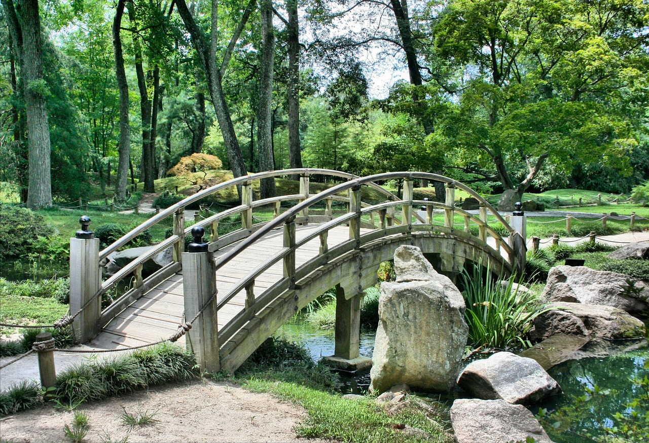 Moderne Japanse tuin met kleurrijke esdoornbladeren. Moderne Japanse tuin met kleurrijke esdoornbladeren.